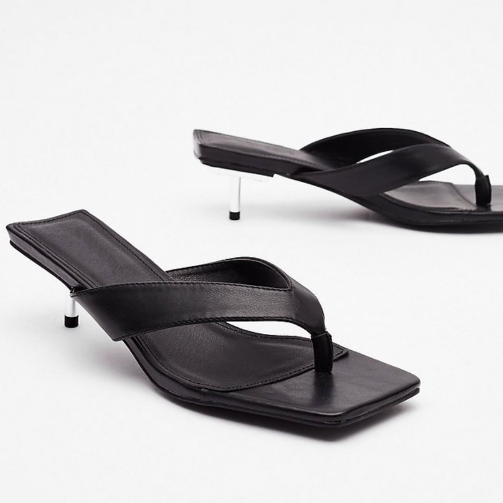 Nasty Gal thong sandal with metallic heel